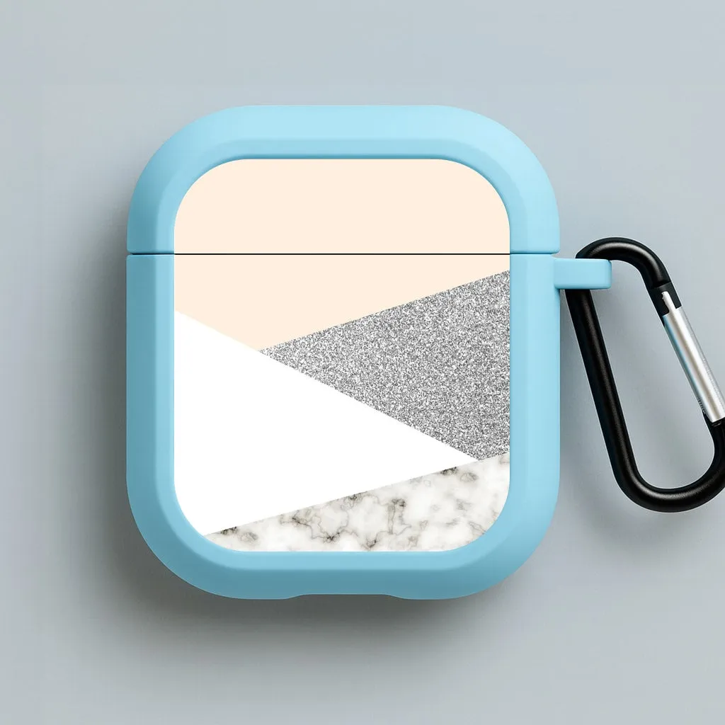 fashion streetwear style case Abstract Marble and Silver Pattern AirPods Case