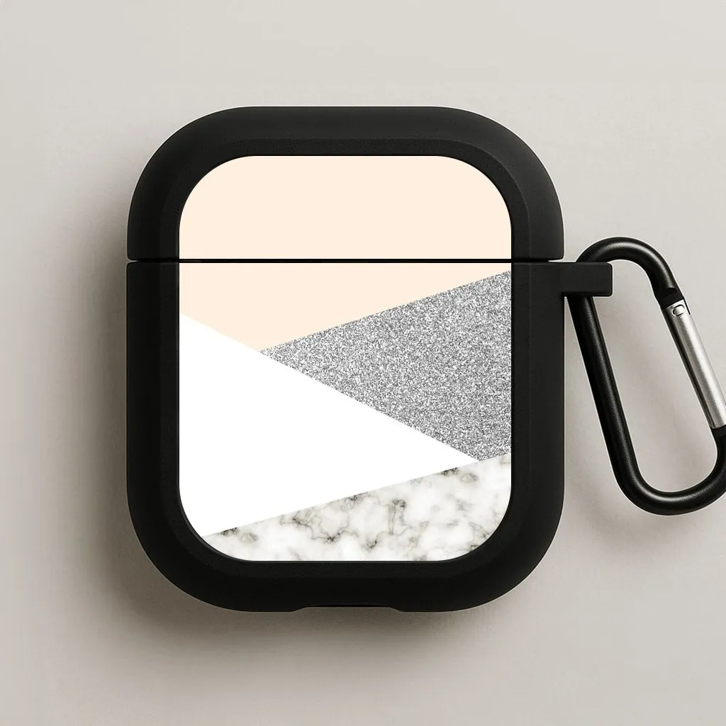 Abstract Marble and Silver Pattern AirPods Case shock resistant commuter silicone shell