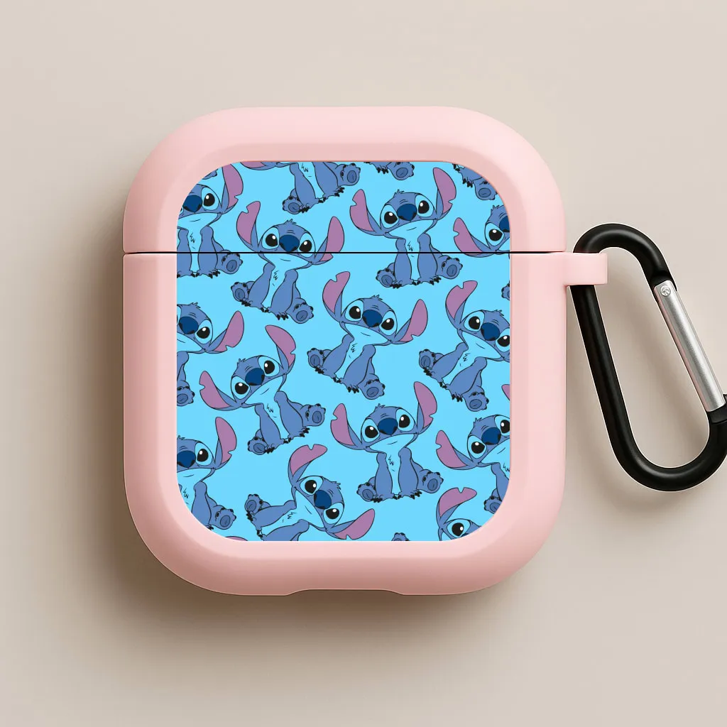 compact ergonomic neon airpods case Cute Alien Blue Pattern AirPods Case