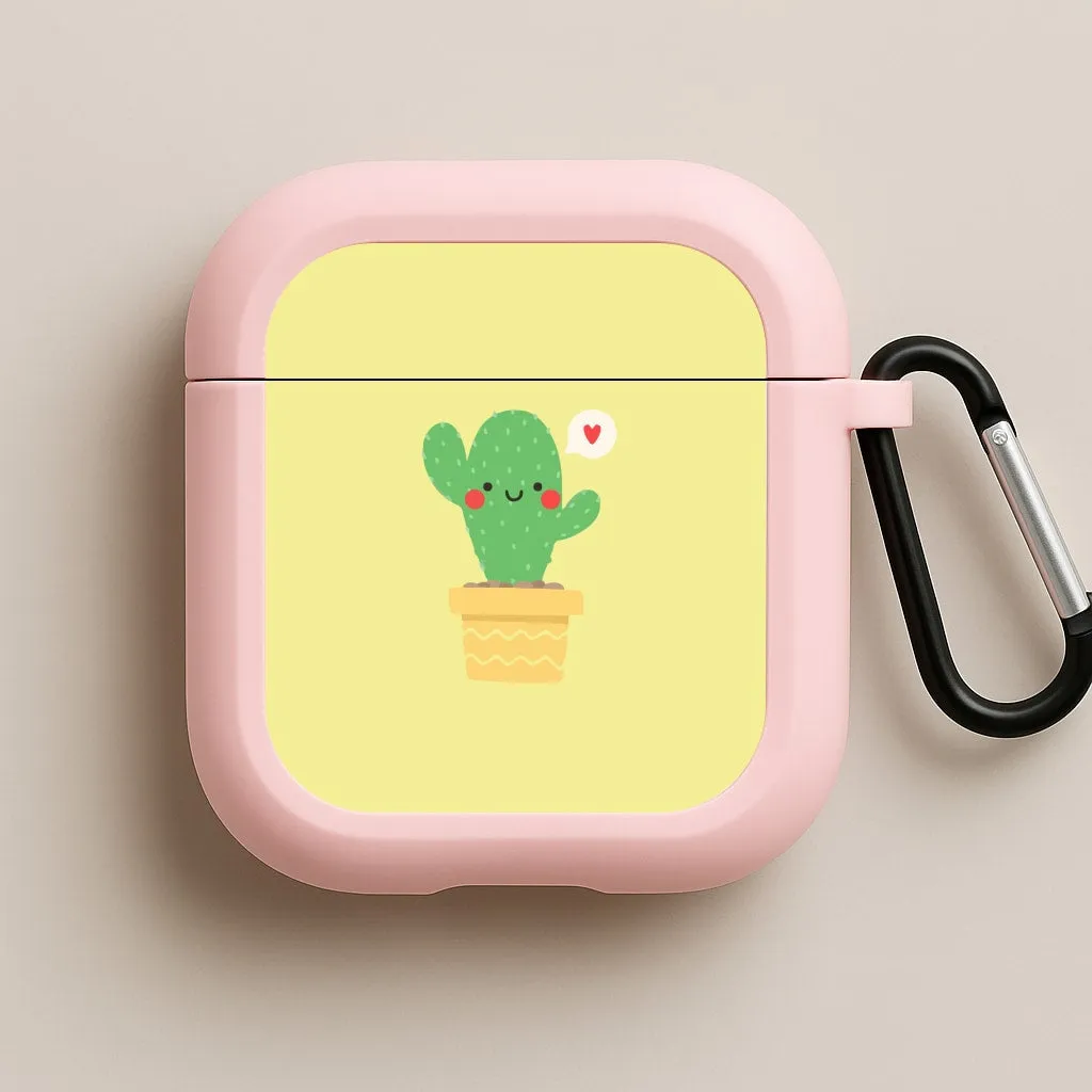 vivid color leather airpods protector soft gel silicone protector Cute Cactus AirPods Case