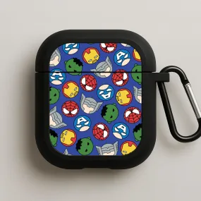 Modern Daily Organizer compact ergonomic neon airpods case Cute Chibi Heroes Pattern Blue AirPods Case