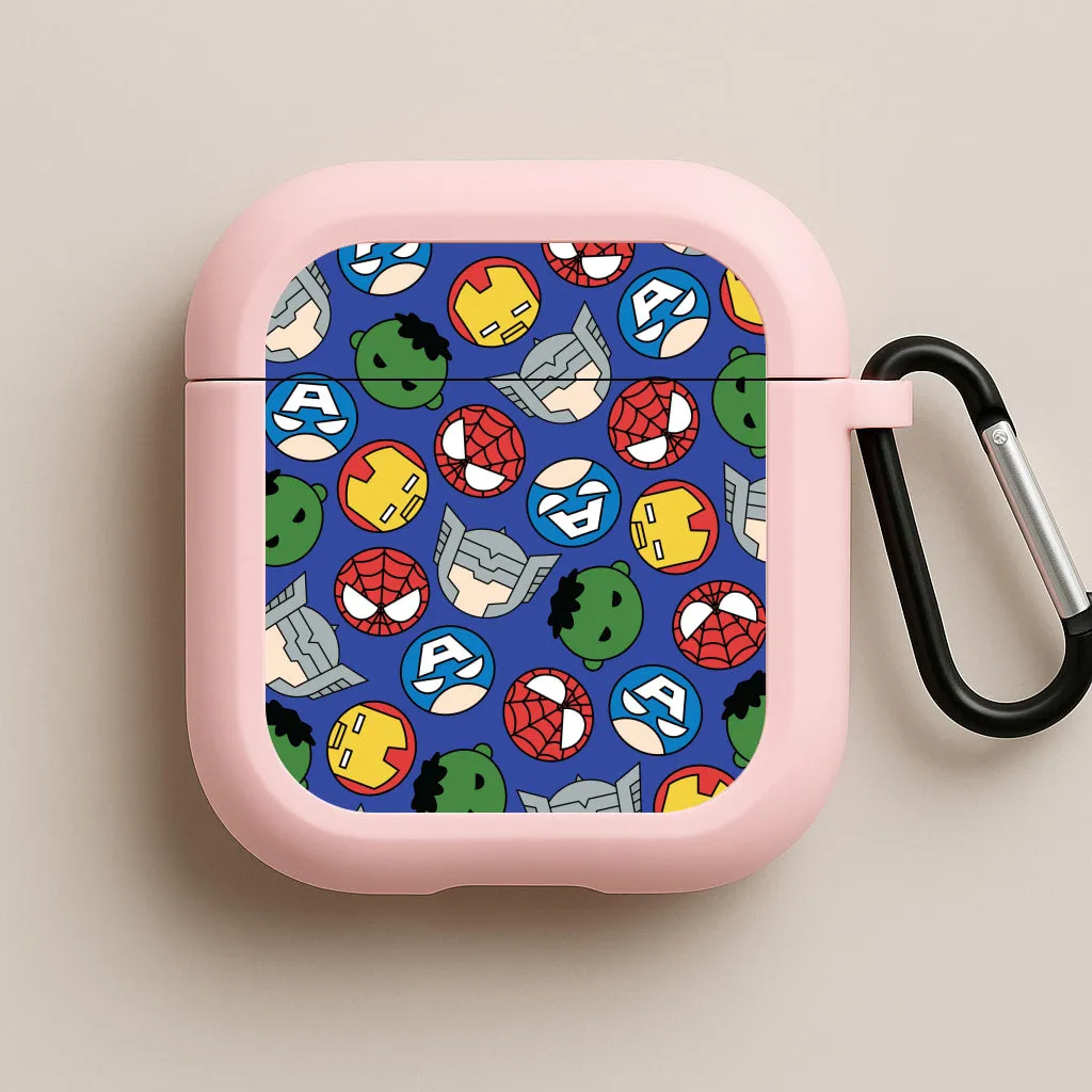 sleek anti impact case custom pattern airpods protector Cute Chibi Heroes Pattern Blue AirPods Case