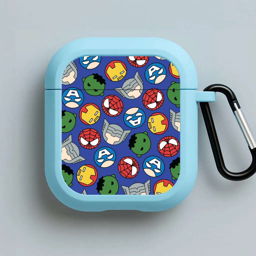 wireless charging shell soft flexible commuter airpods protector Cute Chibi Heroes Pattern Blue AirPods Case