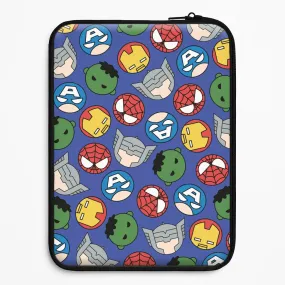 Hybrid Pattern Texture Cute Chibi Heroes Pattern Blue Laptop Sleeve