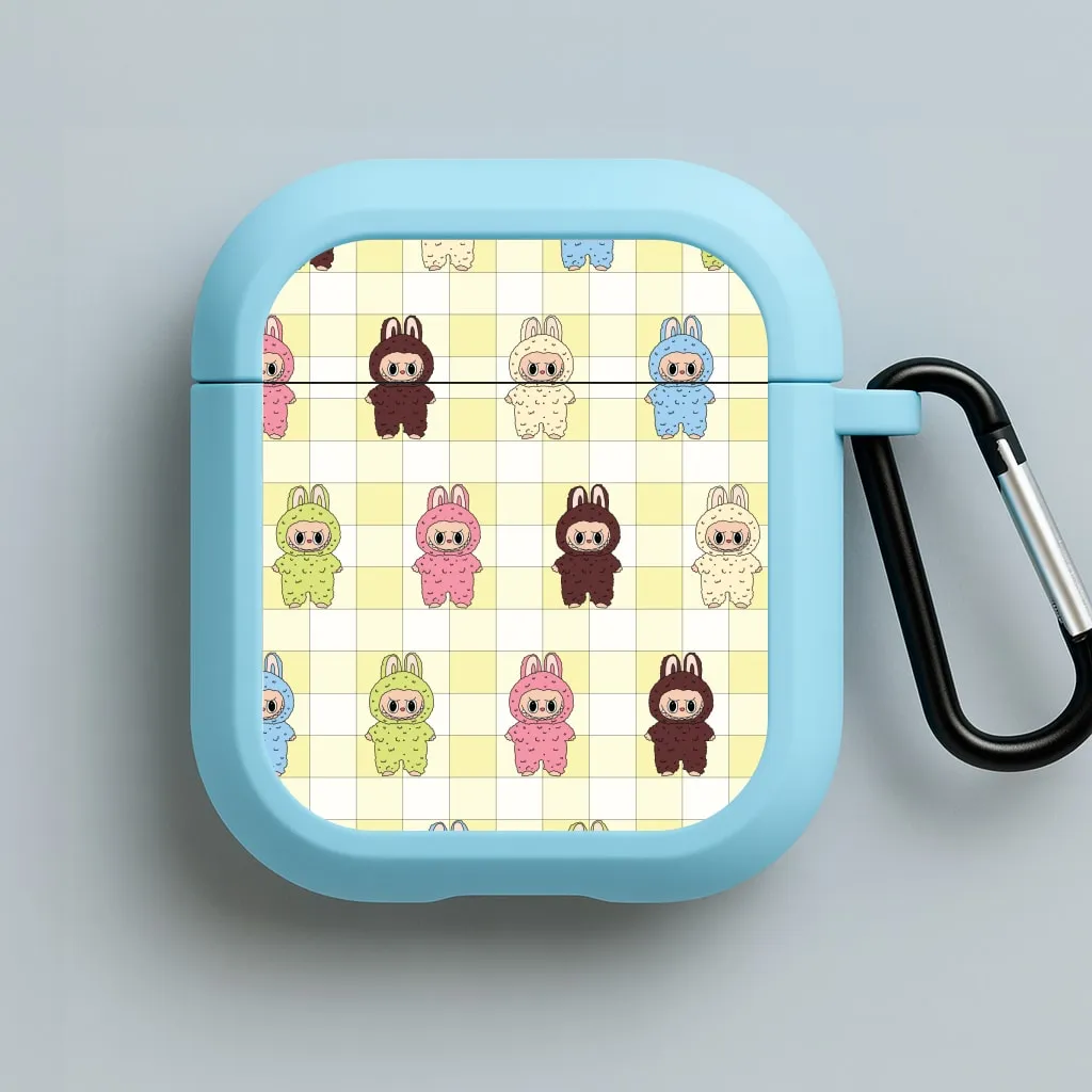 Cute Colourful Monsters Checkered Pattern AirPods Case stylish pocket airpods case Portable Handy Case
