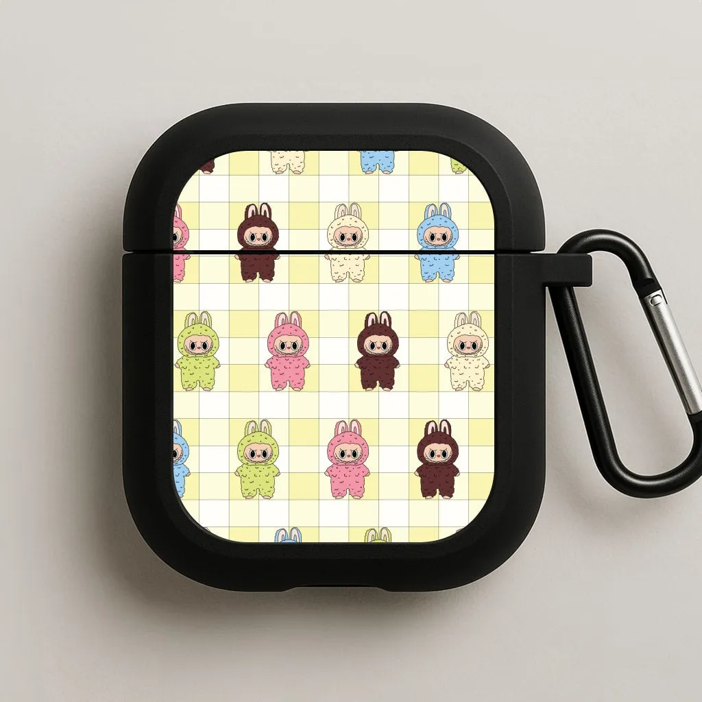 Modern Compact Bag Cute Colourful Monsters Checkered Pattern AirPods Case
