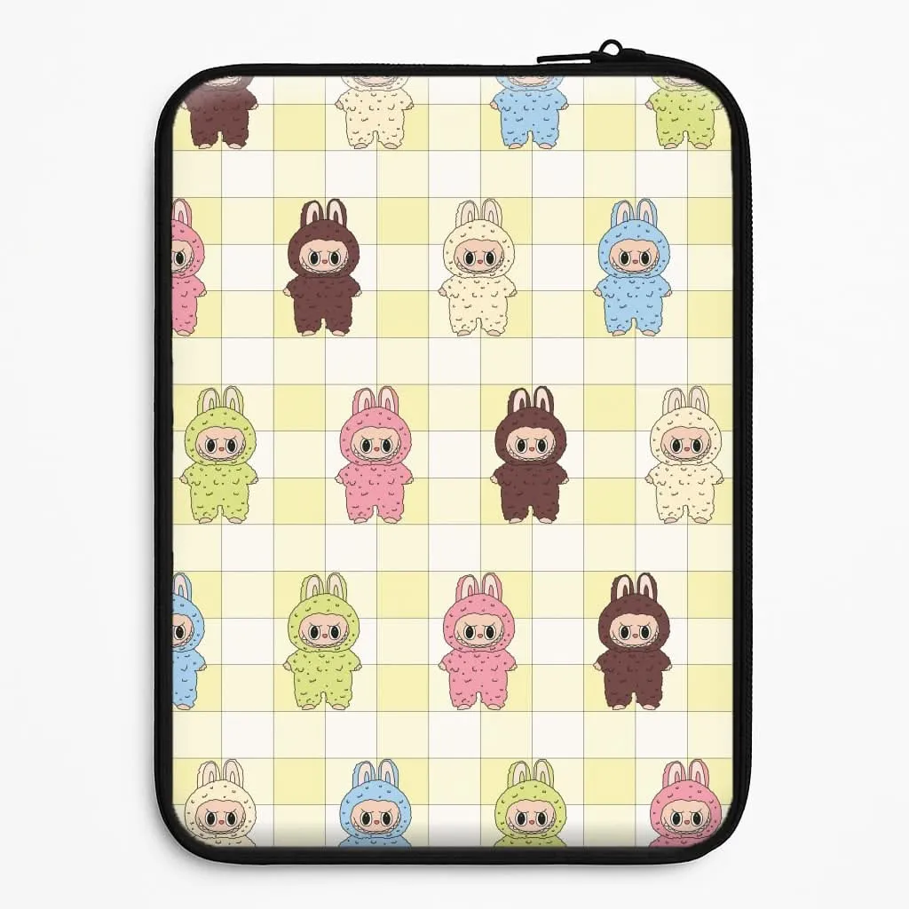 Cute Colourful Monsters Checkered Pattern Laptop Sleeve Matte Shield