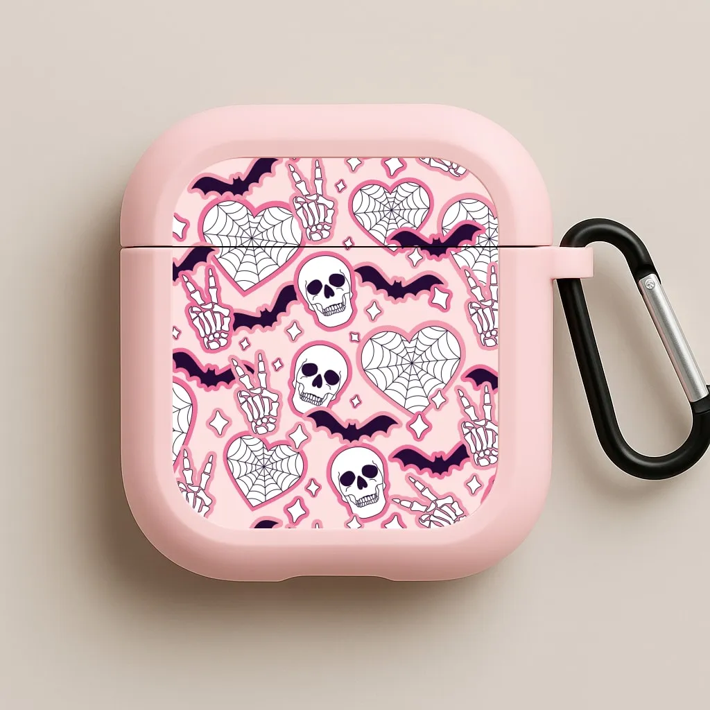 Creative Slim Case fashion metallic airpods shell Cute Halloween Stickers Pattern AirPods Case