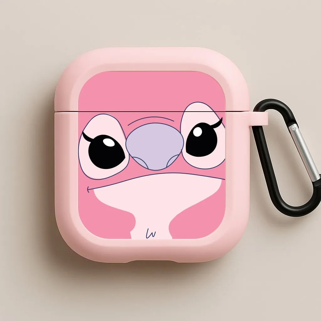 Fashion Silicone Texture Cute Pink Alien Face AirPods Case