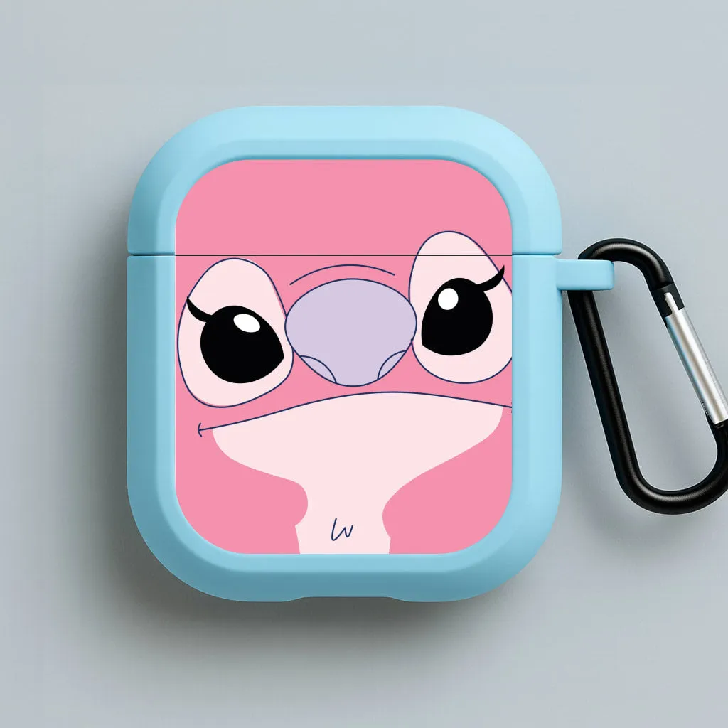 colorful silicone shell Durable Texture Protector Cute Pink Alien Face AirPods Case