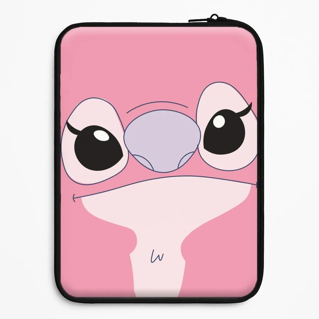 Cute Pink Alien Face Laptop Sleeve Protective Structure Vivid Texture