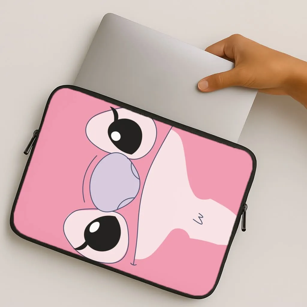 Slim Look Premium Touch Cute Pink Alien Face Laptop Sleeve