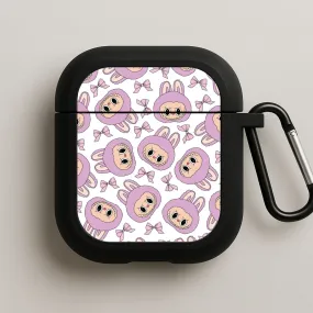 Portable Everyday Case Cute Purple Monster And Bows Pattern AirPods Case