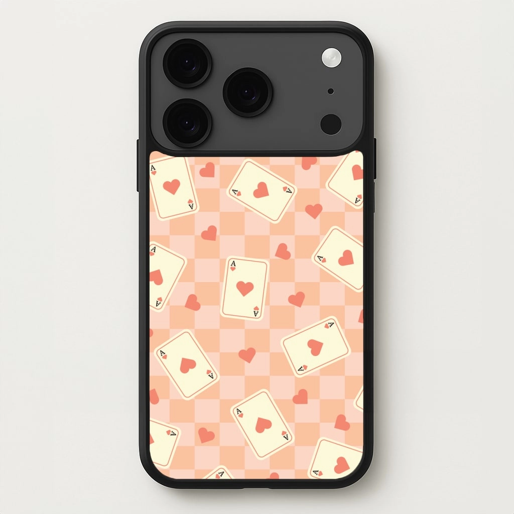 Cute Playing Cards And Hearts Pattern Phone Case Polished Layer Soft Edging