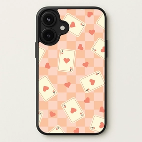 Premium Pattern Design Cute Playing Cards And Hearts Pattern Phone Case