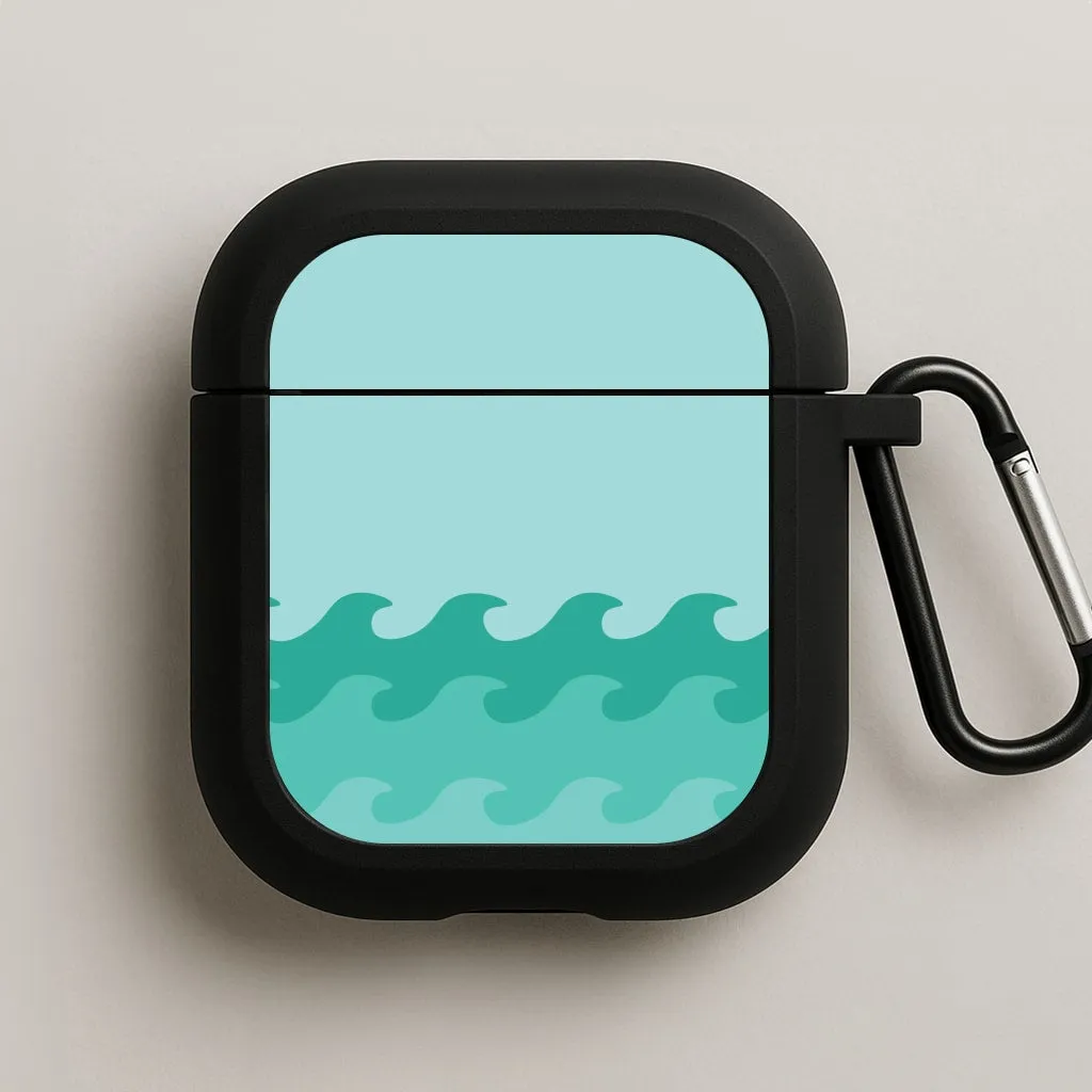 vivid gradient commuter portable airpods case Wireless Accessory Pouch Cyan Beach Waves Pattern AirPods Case