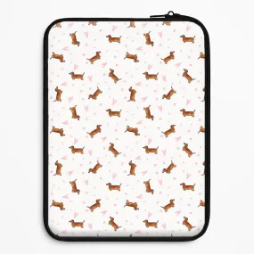 Dachshund Pattern - White Laptop Sleeve Compact Feel