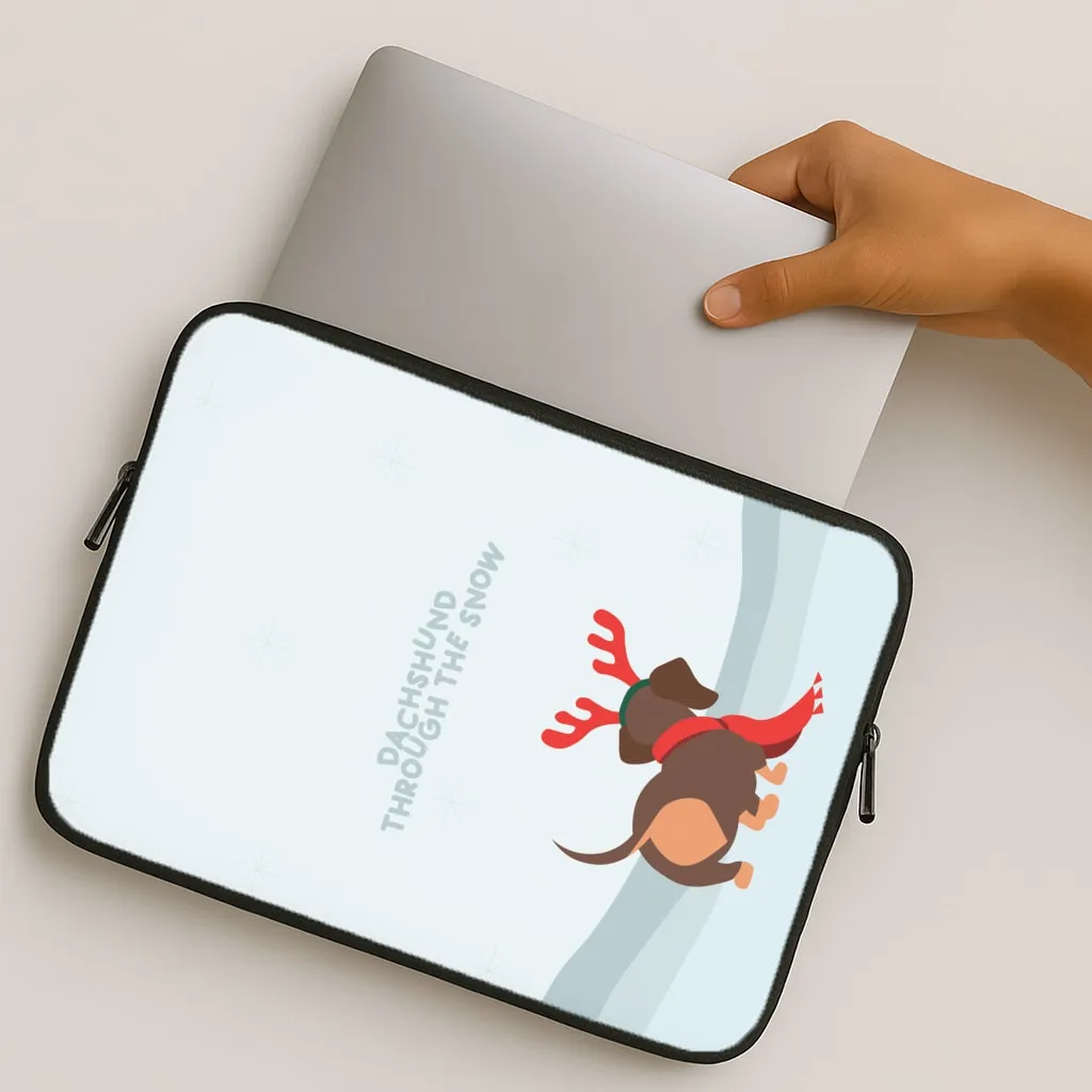 Dachshund Through The Snow - Christmas Laptop Sleeve Elegant Craft