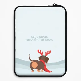 Dachshund Through The Snow - Christmas Laptop Sleeve Flexible Detail