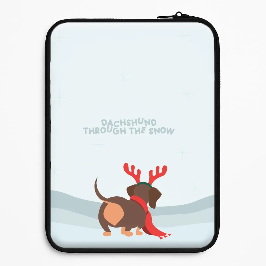 Dachshund Through The Snow - Christmas Laptop Sleeve Flexible Detail