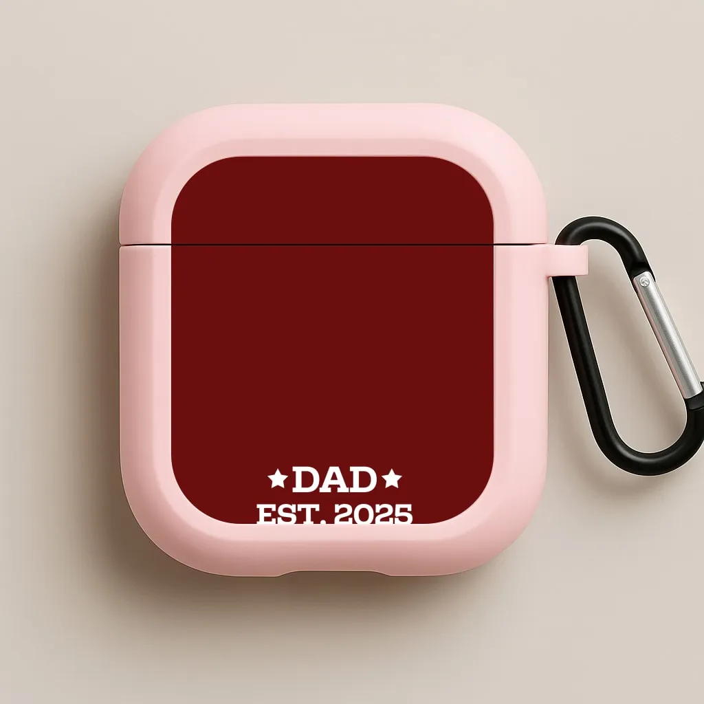 Dad Est 2025 AirPods Case metallic airpods protector minimalist earbuds guard