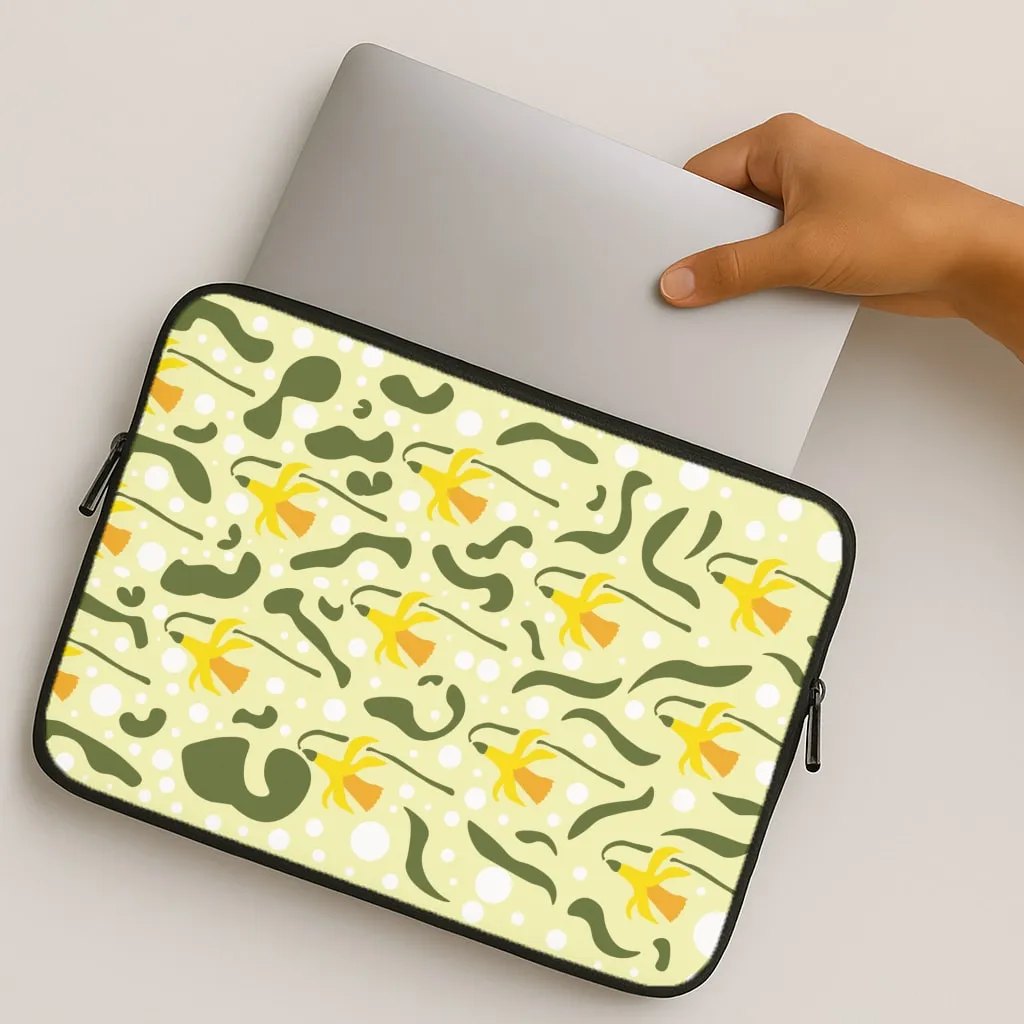 Daffodil Pattern - Floral Laptop Sleeve Fashion Touch Lightweight texture