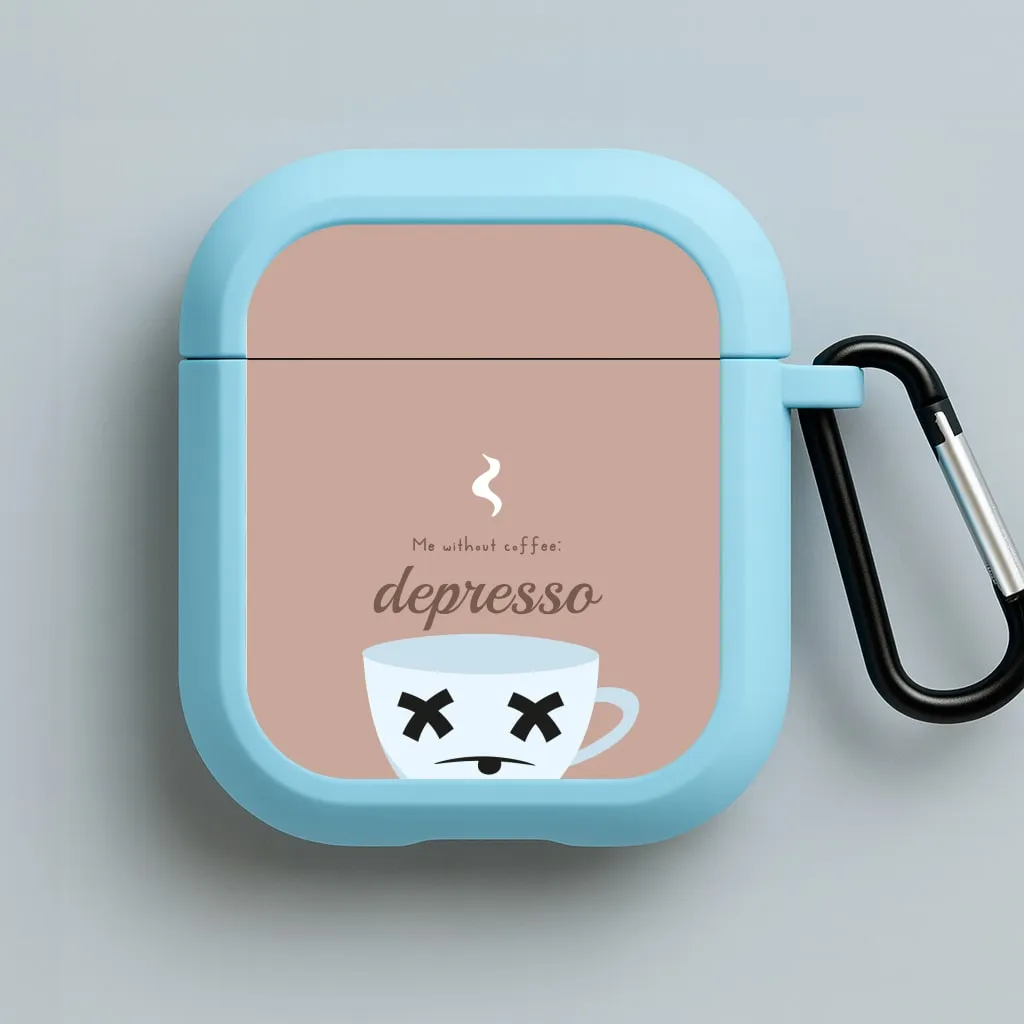 Depresso - Funny Quotes AirPods Case Modern Handy Bag Elegant Portable Case