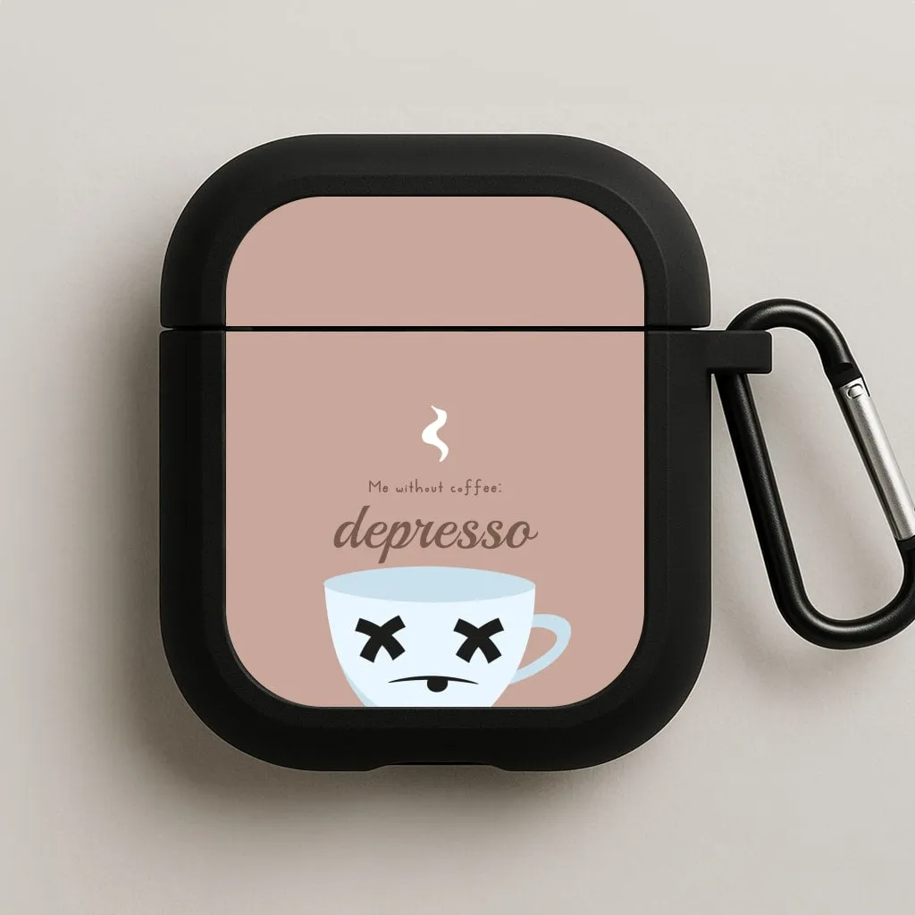 vivid pastel ergonomic airpods shell Depresso - Funny Quotes AirPods Case