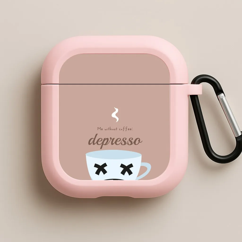 Minimalist Tech Pouch Depresso - Funny Quotes AirPods Case