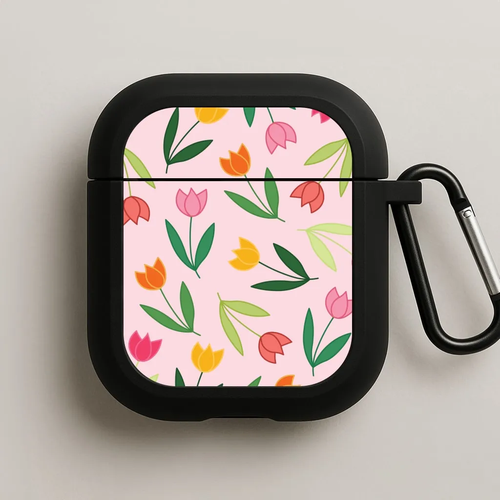soft silicone airpods holder Tulips - Spring Patterns AirPods Case