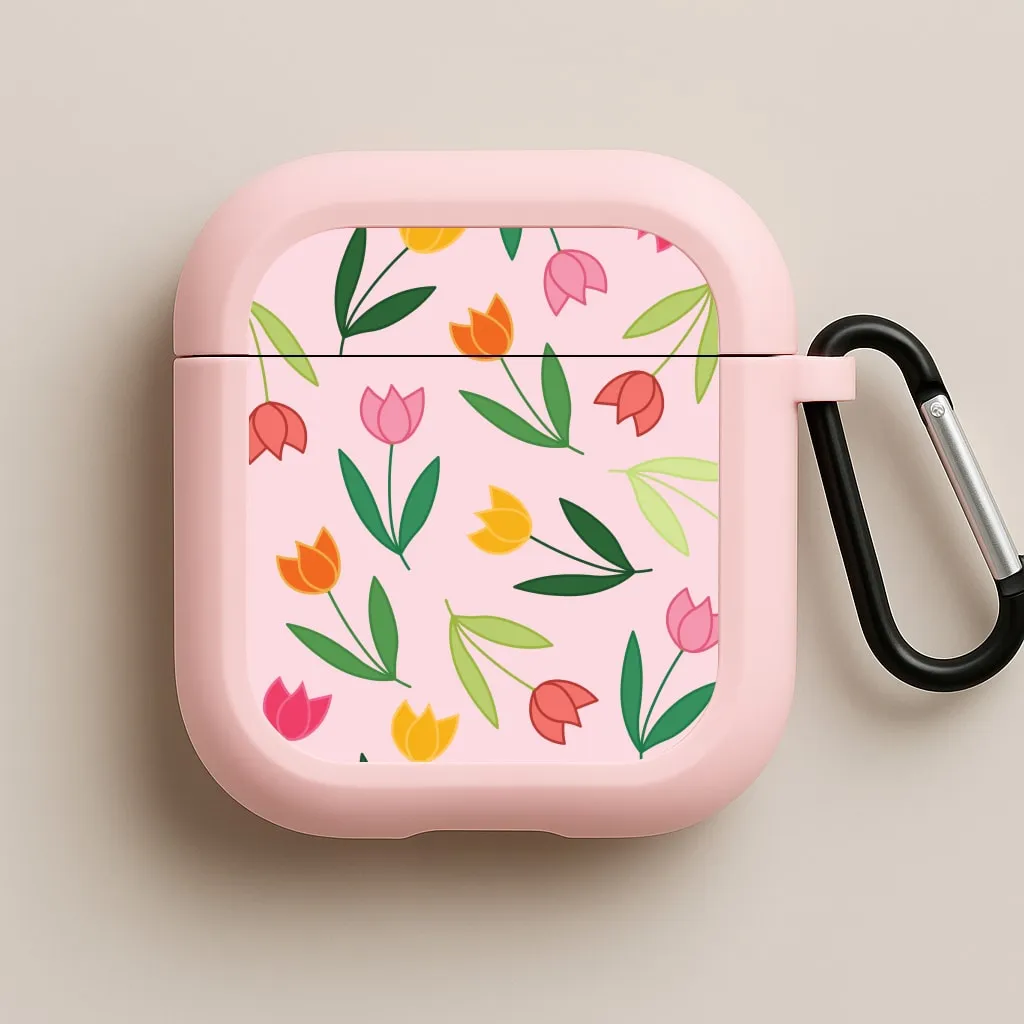 Tulips - Spring Patterns AirPods Case soft touch pocket airpods protector Universal Charging Holder