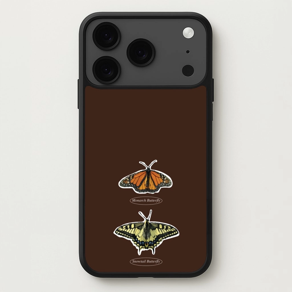 Butterfly Species Collage Phone Case Modern Texture Build Protective Corner