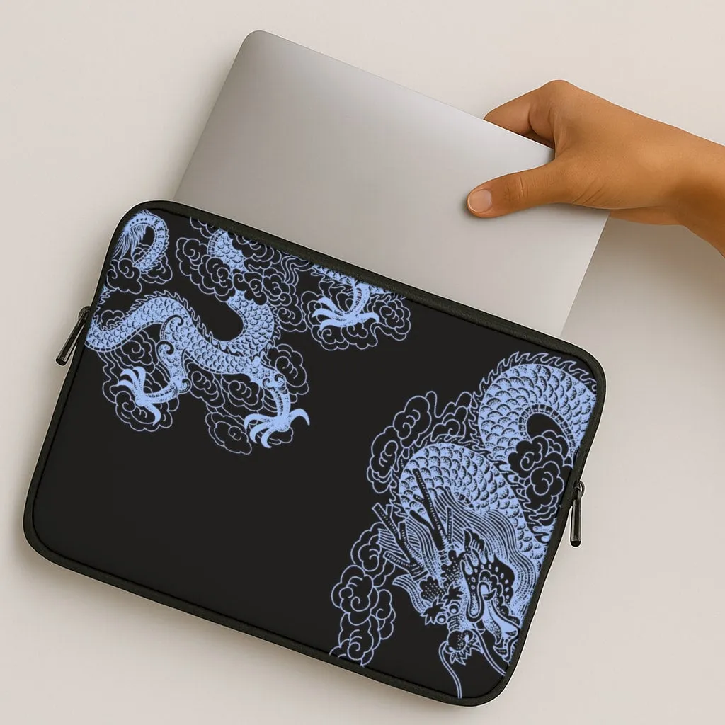Slim Fit Design Flexible Edge Dark Blue Dragon Laptop Sleeve