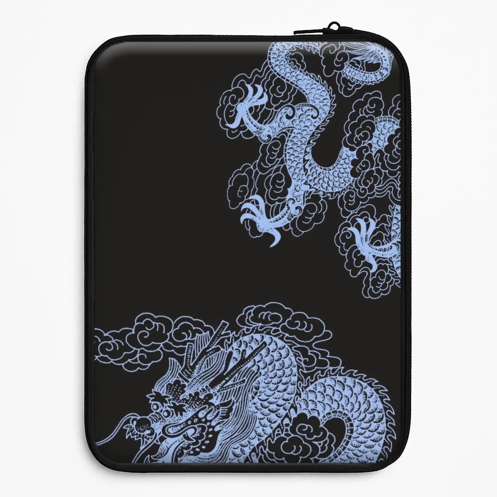 Dark Blue Dragon Laptop Sleeve Comfort Shield Texture