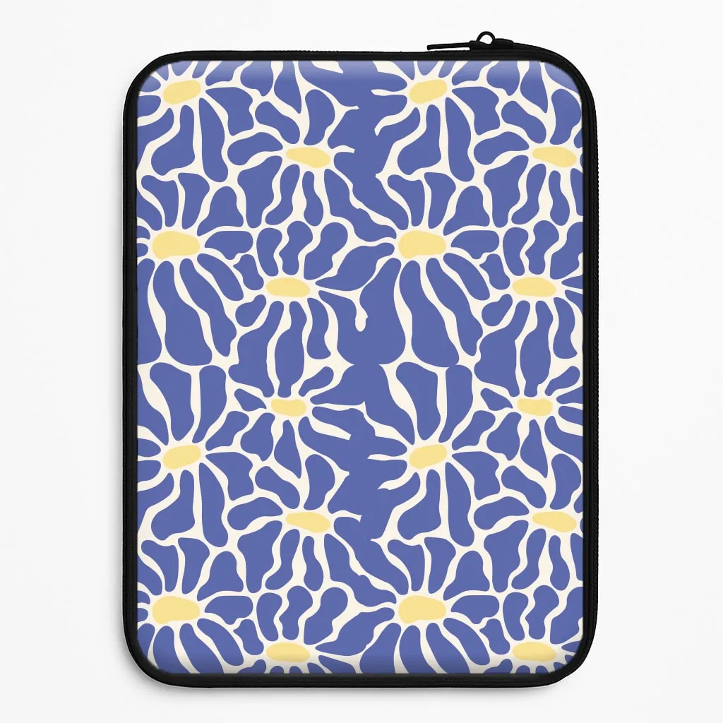 Dark Blue Flowers - Summer Laptop Sleeve Elegant Texture Shock Resistant