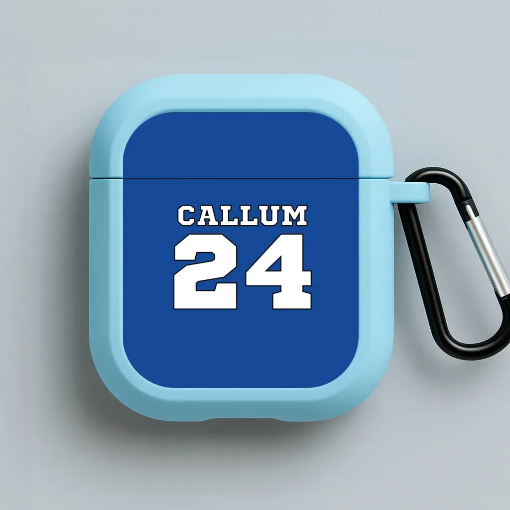 Dark Blue - Personalised Football AirPods Case soft matte rubber airpods shell Creative Silicone Sleeve