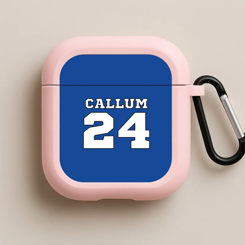 sleek portable airpods shell Dark Blue - Personalised Football AirPods Case