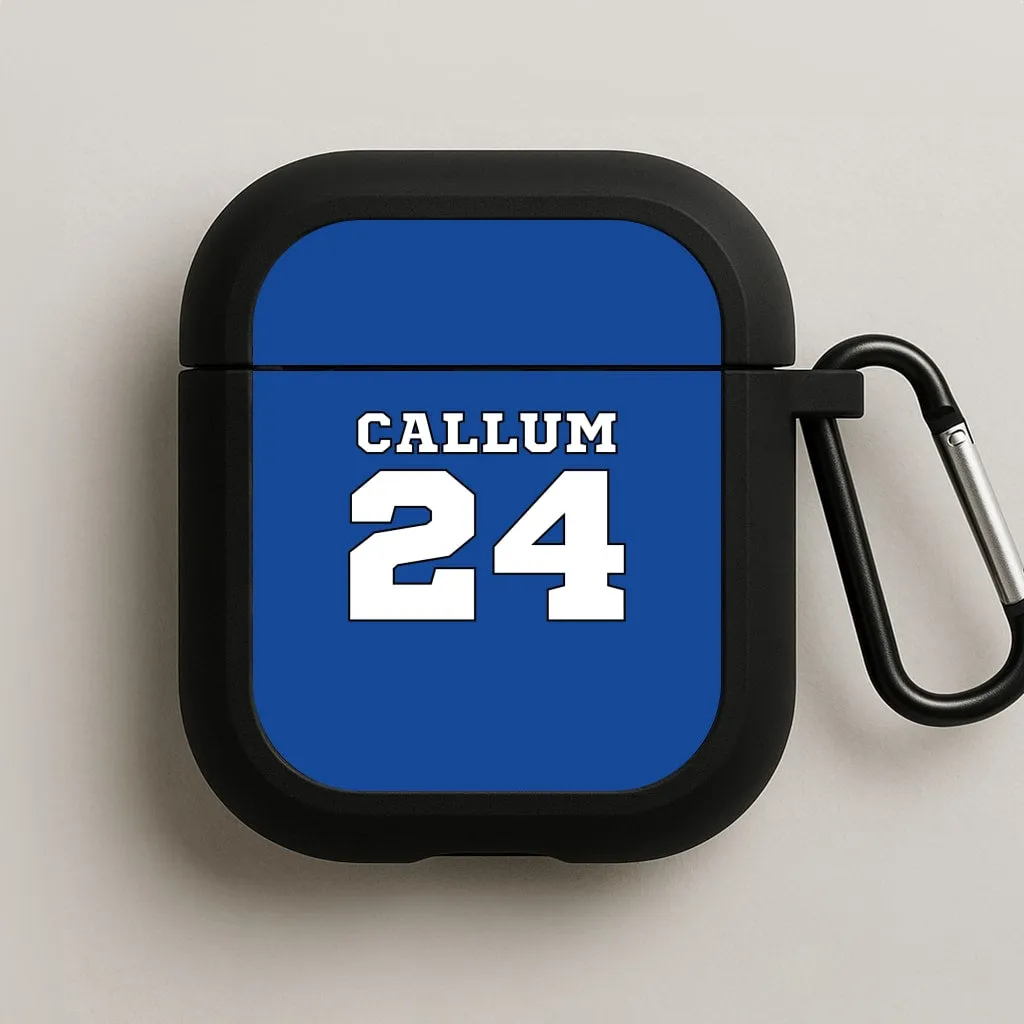Dark Blue - Personalised Football AirPods Case compact gradient commuter protector soft texture grip case