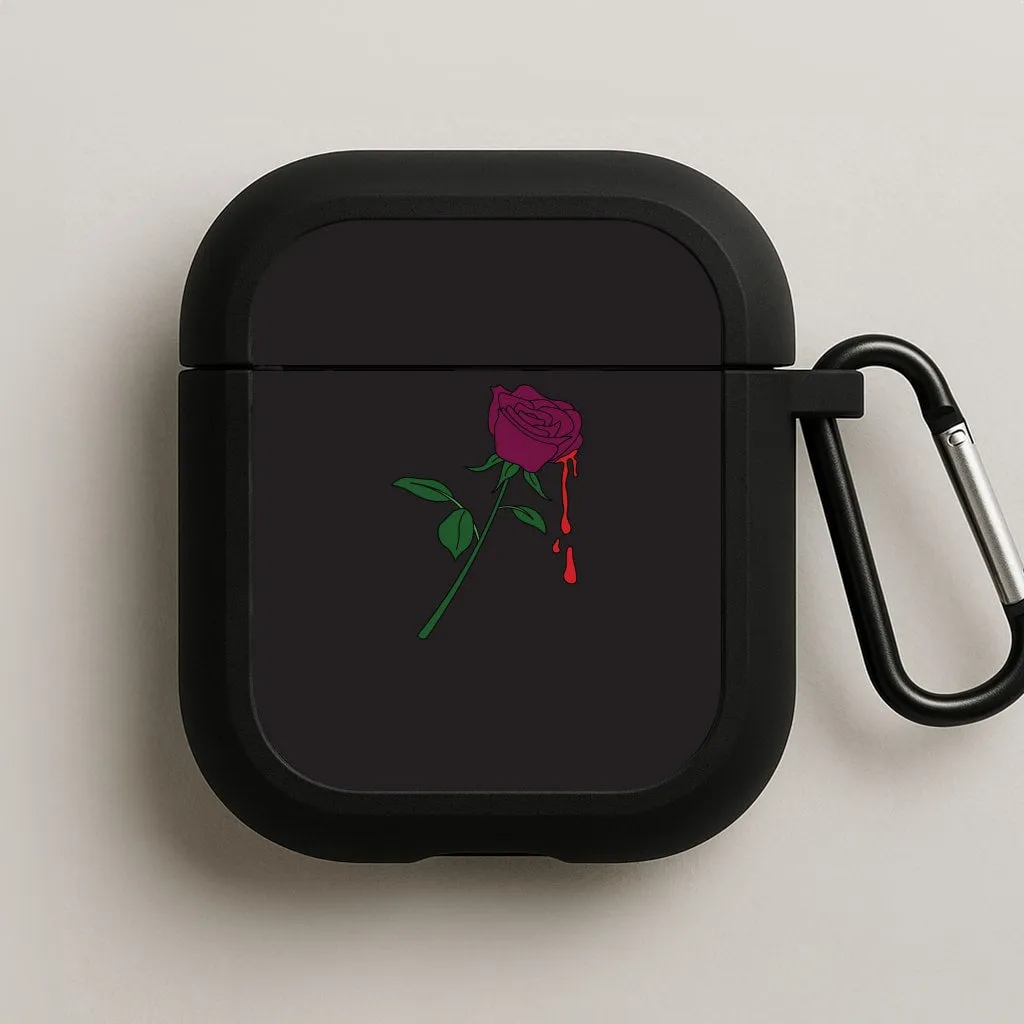Dark Pink Rose AirPods Case vintage style earphone protector