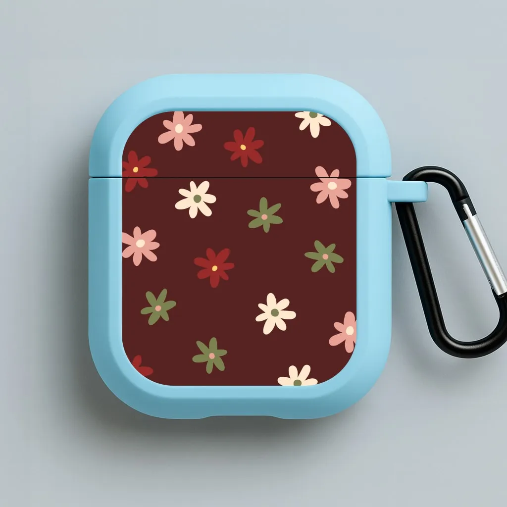 Premium Look Case Classic Texture Finish Dark Whimsical Flower Pattern AirPods Case