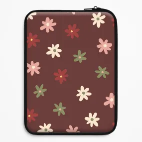 Luxury Accent Durable Edge Finish Dark Whimsical Flower Pattern Laptop Sleeve
