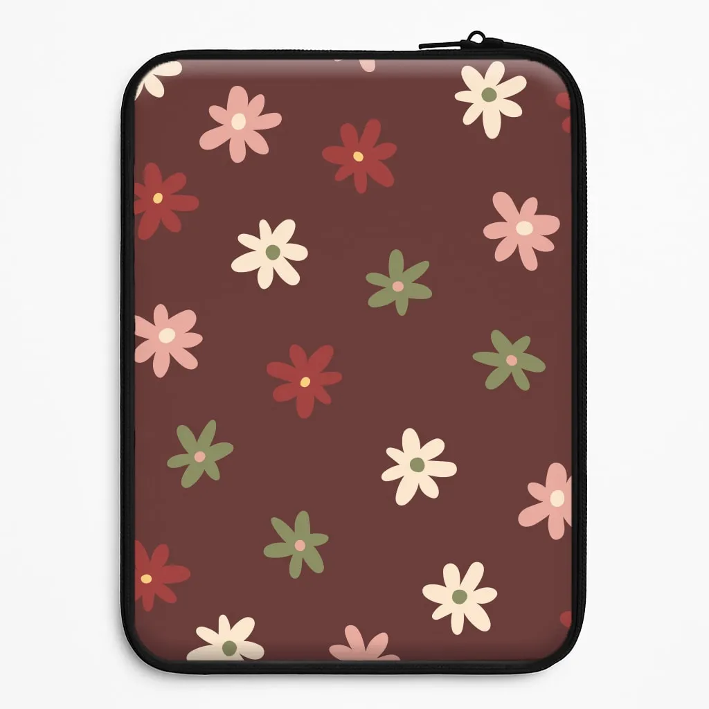 Luxury Accent Durable Edge Finish Dark Whimsical Flower Pattern Laptop Sleeve
