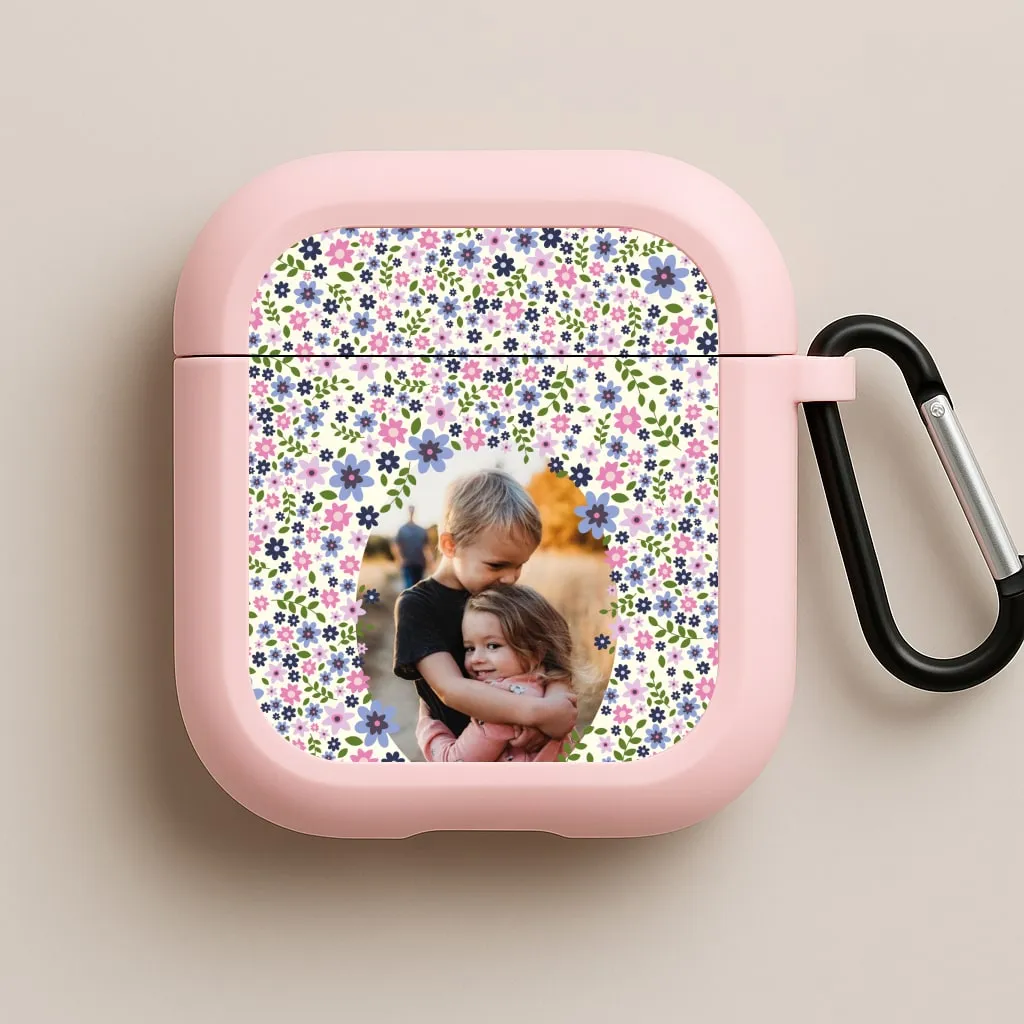 sporty aesthetic silicone shell Detailed Flower Pattern - Personalised Mother's Day AirPods Case