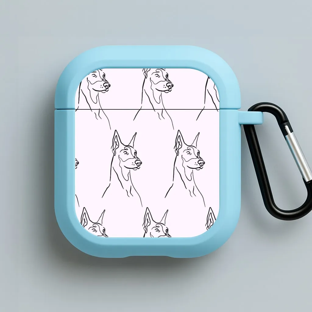 Dobermann Outline - Dog Pattern AirPods Case Fashion Gadget Organizer