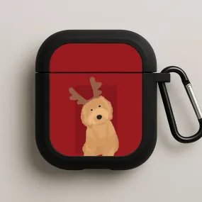 Dog Christmas Ears AirPods Case Pocket Friendly Bag Minimalist Protective Organizer