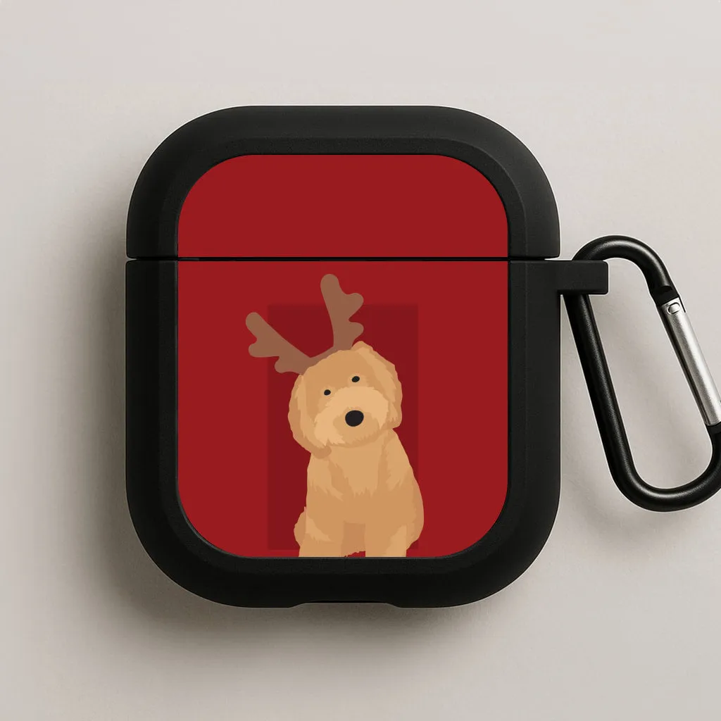 compact ergonomic silicone case Dog Christmas Ears AirPods Case