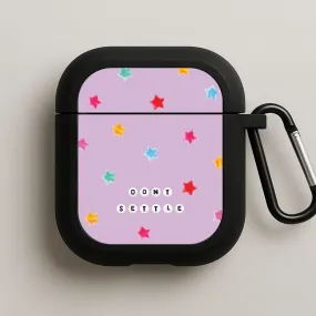 Don't Settle Star Gems Pattern AirPods Case Compact Rubber Bag