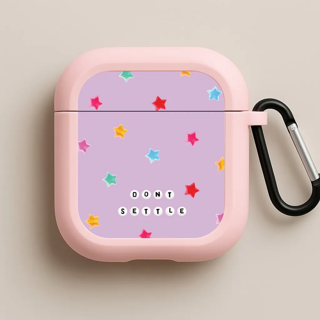 Don't Settle Star Gems Pattern AirPods Case compact design earbuds case