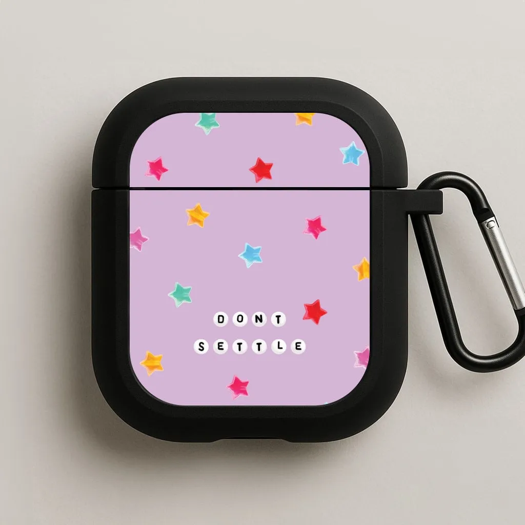 Don't Settle Star Gems Pattern AirPods Case Compact Rubber Bag