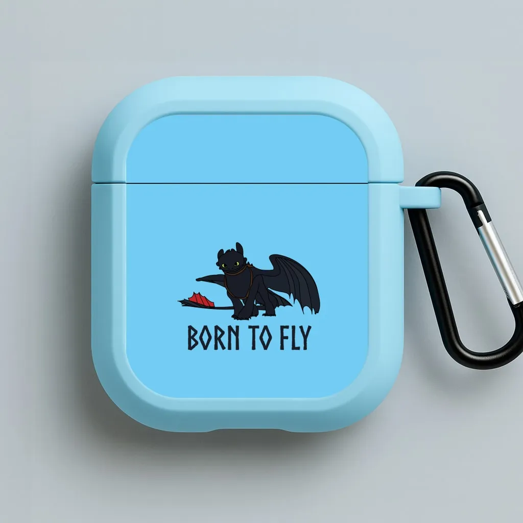 premium rubber airpods protector Minimal Travel Holder Dragon Born To Fly AirPods Case